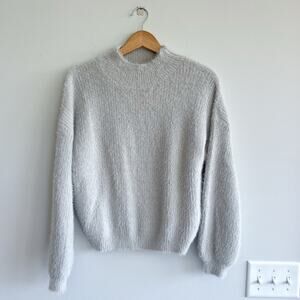 Crescent Plush Balloon Long Sleeve Sweater Gray M
